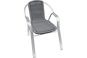 METRO Professional Fauteuil de Bistrot NARNI, Aluminium/Rotin PE, 54 x 67 x 74 cm, Résistant aux intempéries, Empilable, Argent/Gris
