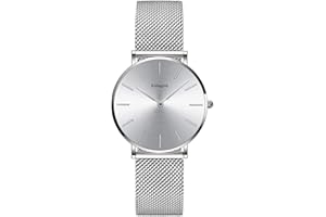 Kubagom Reloj de Cuarzo para Mujer Banda Malla Acero Inoxidable Ultra Delgado