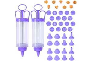 Qixuer Siringa Per Pasticceria, Pressa Per Biscotti 2 Set Da 19 In Uno Strumento Per Decorare Torte Penna Per Decorare Torte Contengono 10 Stampi Di Stili Diversi e 8 Ugelli, 2 Per Ciascuno