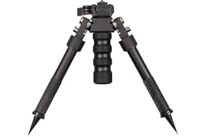 ProWildGear 360 Degree Rotation Aluminum Alloy Bipod Adjustable Extension Quick Detach Picatinny 21mm Rail Mount with Spikes with Metal Foregrip