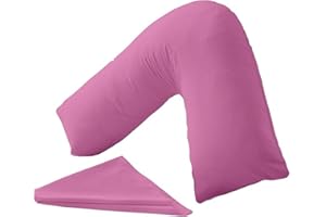 KANAK V Shaped Pillowcase Plain Polycotton Back & Neck Support V Pillow cover Orthopaedic/Pregnancy/Nursing Pillow Case Cover Only (Fuchsia)