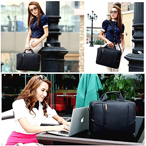 BRINCH 15,6 Zoll neue weiche Nylon stoßfest Laptop Computer Umhängetasche Messenger Bag Aktentasche mit Taschen & Griffe und abnehmbaren gepolstertem Schulterriemen für 15 – 15,6 Zoll Laptop / MacBook / Notebook / Chromebook / Tablet Computer, Hellgrau - 7