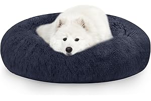 Kasunpul Hundebett Rund, Katzenbett, Donut Kissen, Hundekissen, Hundekorb, Hundebett Flauschig Waschbar, Hundesofa für Katzen und Kleine Hunde, 80 cm Durchmesser, Dunkelgrau