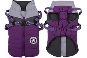 Poseca Dog Coat with Built-in Harness | 3-in-1 Waterproof Winter Jacket & Raincoat | Reflective Warm Puppy Clothes for Small Medium Dogs | Outdoor Walking