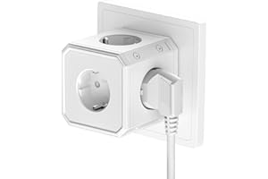 DYNOPULS Steckdosenwürfel, Steckdosenleiste mit 5AC, 5-Fach Steckdosen ohne Kabel Steckdosenadapter (2500W/10A), 5 in 1 Steckdosenleiste für Zuhause, Büro, Reise (weiß)