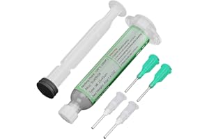 Gruiqrd 40g Solder Tin Paste with Syringe,138°C Low Temperature Syringe Solder Paste, Sn42/Bi58 Flux Soldering Paste with 4 Needles and 1 Push Rod, Solder Paste for Bag,PCB, CPU, SMT