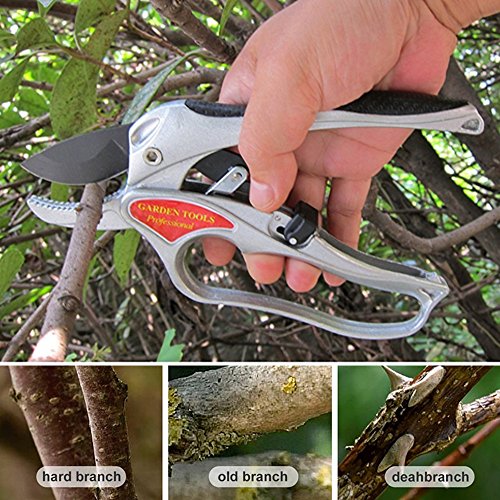 Gartenschere Ratchet Secateurs Primus Qualität Blades Landwirtschaftliche Heavy Duty Ergonomische Garten Hand Pruners Baumscheren - 6
