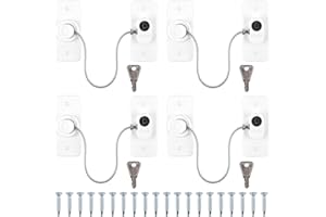 BATINO 4Pack Window Locks for UPVC Windows, Window Restrictors for Upvc Window Locks Child Safety Window Latches Window Opening Restrictors with Keys and Screws Drillable/Self-Adhesive