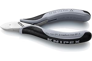 KNIPEX Elektronik-Seitenschneider ESD mit durchgestecktem Gelenk mit Mehrkomponenten-Hüllen 115 mm, 77 22 115 ESD