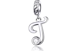 LaMenars Letras Colgantes de Alfabeto A-Z Abalorios Charms Originales Plata de Ley 925 con Circonita Cúbica para Pandora & Europeo Pulseras Brazaletes Collares para Mujer