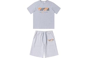BYIYGSL Tuta Sportiva Da Uomo T-shirt Trapstar in 2 Pezzi Tuta Da Jogging Trapstar Cotone T-shirt e Pantaloncini Casual Sweatsuit Set,Unisex