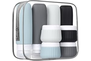 AZYVUM 8 Piezas Botellas de viaje de para artículos de tocador,Botes Viaje Rellenables 30/90ml,Botellas de Viaje Silicona a Prueba de Fugas, Envases Viaje para Champú,Loción,Cosméticos