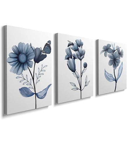 LR 44x27 Inch Framed Waterfall Forest Canvas Print - Teal Blue Purple Landscape Wall Art