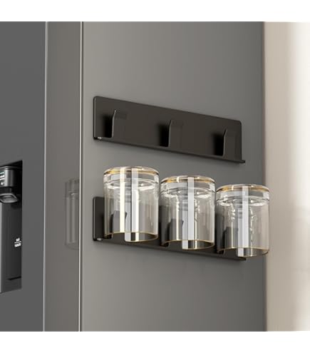 Porte-verres Suspendu Sous Armoire - 2 Supports Auto-adhésifs, Réglables, Pour Verres à Pied - Noir