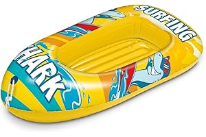 Mondo Toys - Surfing Shark Boat - Canotto con Base Inflable, Inflable para niños, Medida 112 cm - PVC termosellado Resistente - 16922