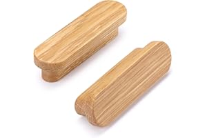 SYZOW 6 Pièces Poignee de Meuble en Bois, Poignée Armoire Bois,Espacement des Trous 64mm, poignées de tiroir,pour Meubles de Cuisine et Tiroirs et Poignée de Meuble (Chêne)