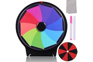 iElyiEsy Spinning Prize Wheel Tabletop Spin Wheel for Prizes with Stand, Erasable Surface for Trade Show Carnival Party Fortune Game (10 INCH)