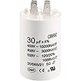sourcing map CBB60 Run Capacitor 30uF 450V AC Double Insert 50/60Hz Cylinder 70x45mm White for Air Compressor Water Pump Motor