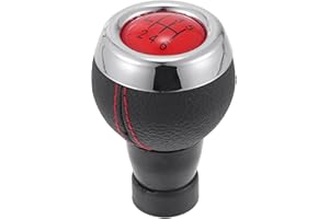 Partuto 6 Speed Manual Gear Shifter Knob - Car Shift Lever Knob - for Mini Cooper Countryman R60 2010-2017 Plastic Faux Leather Black Red - 1 Pc