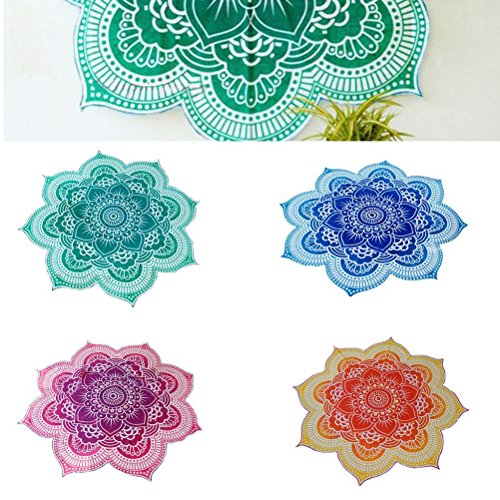 Pixnor Mandala Runde Lotus Strand werfen Gobelin Decke Wolldecke Hippie Boho Zigeuner Tischdecke Strandtuch Runde Yoga Matte lila - 4