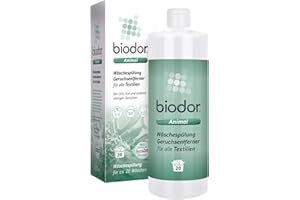 Biodor Animal Wäschespülung 1L - Geruchsneutralisierer, Geruchsentferner & Reiniger für die Tierumgebung - Enzymreiniger Urin, Kot & anderen strengen Gerüchen - Fleckenentferner & Reinigung
