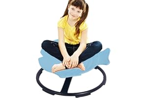 HIGAOQS Kids Swivel Chair，Autism Sensory Toy Chair for Kids, Sit and Spin Chair Training Body Coordination Sensory Balance Training Seat, Kid Spinning Carousel, Ages 3-12 (Light Blue)