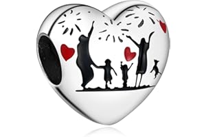 H.ZHENYUE Jewelry Best Mom Heart Beads fit Bracelet Necklace for Woman Girls,925 Sterling Silver Pendant Beads with Cubic Zirconia,Happy Birthday Christmas Halloween Valentine's Day Gifts