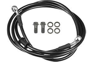 Motoforti Universal Brake Hose Motorcycle ATV Dirt Bike Motocross Braided Hydraulic Brake Line Oil Hose Pipeline, 170cm, Metal, Black Silver Tone, 1 Set