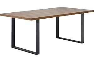 ‎I-FLAIR i-flair Esszimmertisch Macon 200x100 cm Kufentisch Holztisch Esstisch Kufengestell Tisch mit Tischplatte und Kufen - Nussbaum + Schwarz