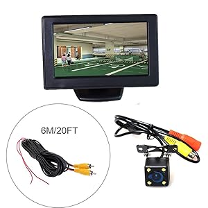 Cocar Auto HD TFT Monitor da 4.3'' LCD Telecamera + LED Universale per Visione Notturna + 6m/20FT Cavo(Parcheggio Sistema di Assistenza Kit)