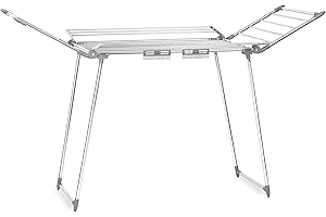 ‎MASSIDO Massido Wäscheständer Rostfrei Outdoor Ausziehbar Groß Wäscheflügeltrockner Wäschetrockner Ständer Stabiler Standtrockner Mit Rutschfesten Füßen Trockenfläche 22 M Lina Weiß 174 x 56 x 108 cm