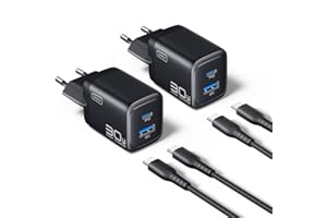 INIU Chargeur USB C, 30W 2-Port Prise [USB C + USB A] Chargeur Rapide avec Câble, Multi Secteur PD Type C Adaptateur pour iPhone 17 16 Pro Max iPad Air, Galaxy S25 S24 Ultra, Xiaomi 15, Pixel 10 9 etc
