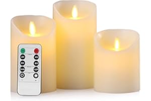 Aku Tonpa Flammenlose Kerzen, Batteriebetrieben, Echtes Wachs, Flackernder Docht, Elektrische LED-Kerze, Geschenk-Set mit Fernbedienung, 24 Stunden Timer