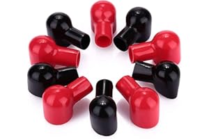 AOICRIE 10pcs Battery Terminal Covers Insulating Flexible Protector Positive and Negative Terminal Caps for Cars Boat - Red & Black