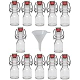 Viva Haushaltswaren - 12 x Mini Glasflasche 50 ml mit Bügelverschluss aus Porzellan zum Befüllen, als kleine Likörflasche & Ö