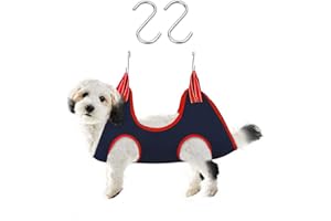 LuckyOpt Dog Grooming Hammock Harness, Pet Hammock for Grooming with 2 S Hooks, Dog Sling Harness for Cats&Dogs Teeth Cleaning, Shower, Nail Clipping Small&Medium Breed (S)