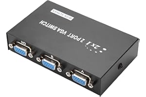 PLYISTY Sortie VGA 2 en 1 2 ports, boîtier de commutation KVM USB, pour ordinateur, ordinateur portable, moniteur de bureau, imprimante, clavier, prend en VGA, XVGA, SVGA, UXGA et