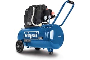 Scheppach HC51Si Super Silent Doppelzylinder Kompressor | 60 dB(A) leise | 50L Kessel | 8bar | ölfrei und wartungsarm | 300 l/min Ansaugleistung | 1500W | 2 Manometer & Kupplungen | Flüsterkompressor