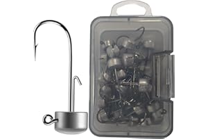 Kmucutie Ned Rig Jig Heads, 20 Pack Finesse Mushroom Jig Hooks Kit for Bass Fishing 1/16 ，3/32 ，1/8 ，3/16 OZ