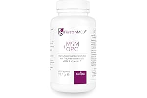 ‎FÜRSTENMED FürstenMED® MSM + OPC Kapseln Hochdosiert mit 1710mg MSM Pulver + 180mg OPC & Vitamin C (aus Acerola) pro Tagesdosis - 120 Kapseln, Vegan, Laborgeprüft & Ohne Zusatzstoffe