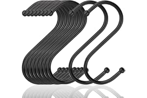 WKTRSM Yogopro Haczyki w kształcie litery S, 20 sztuk, czarne, haczyki do zawieszenia, odpowiednia średnica do 32 mm, haczyk S do zawieszenia garnków i patelni, ręczników do roślin, do kuchni, sypialni,