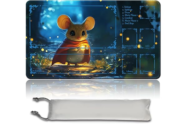 MTG MTG PlayMat spelmatta MTG 60 cm x 35 cm originalkonst halkfri gummibas och sydda kanter, Commander TCG rullbar och vikbar kortmatta (med område, mtg48-1