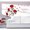 Decals Design 'Romantic Rose Flowers' Wall Sticker (PVC Vinyl, 50 cm x 70 cm, Multicolour)
