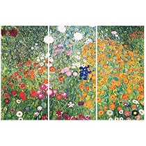1art1 Gustav Klimt Poster 'Blumengarten' – Leinwandbild 80x60 Cm, Auf Keilrahmen, Made In Germany