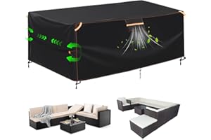 GARPROVM Funda Muebles Exterior Impermeable, Funda para Muebles de jardín de Exterior, Tela Oxford 420D con ventilación, Lona Protectora para Mesa Sofá Conjuntos de Muebles de Exterior (230x165x80cm)