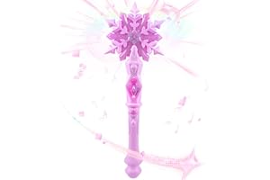 Funmo Baguette Magique Lumineuse en Forme de Flocon de Neige - pour Enfant Fille - Baguette Lumineuse LED avec Son - Accessoire de fête de Princesse - Accessoire de fête - Costume de Cosplay -