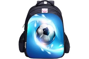 MATMO Mochila de fútbol para niños con estampado de fútbol, mochila escolar