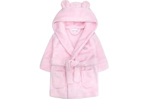 Lora Dora Baby Girls Dressing Gown Soft Plush Fleece Bath Robe Babies Hooded Bathrobe with Teddy Ears