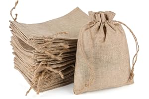 MAOOY 30 Stück Jutesäckchen 17 x 23 cm Stoffbeutel mit Kordelzug Baumwollsäckchen Schmucksäckchen Jutebeutel Geschenktüten für Schmuck Hochzeit Party Weihnachten Adventskalender