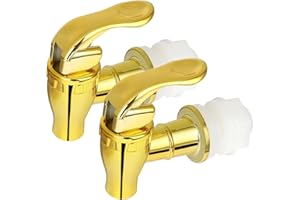 DORCCSI Lot de 2 robinets pour distributeur de boissons, robinets en plastique PP doré anti-fuite avec valve, pièces rechange pour distributeur d'eau pour jus, ours, boissons